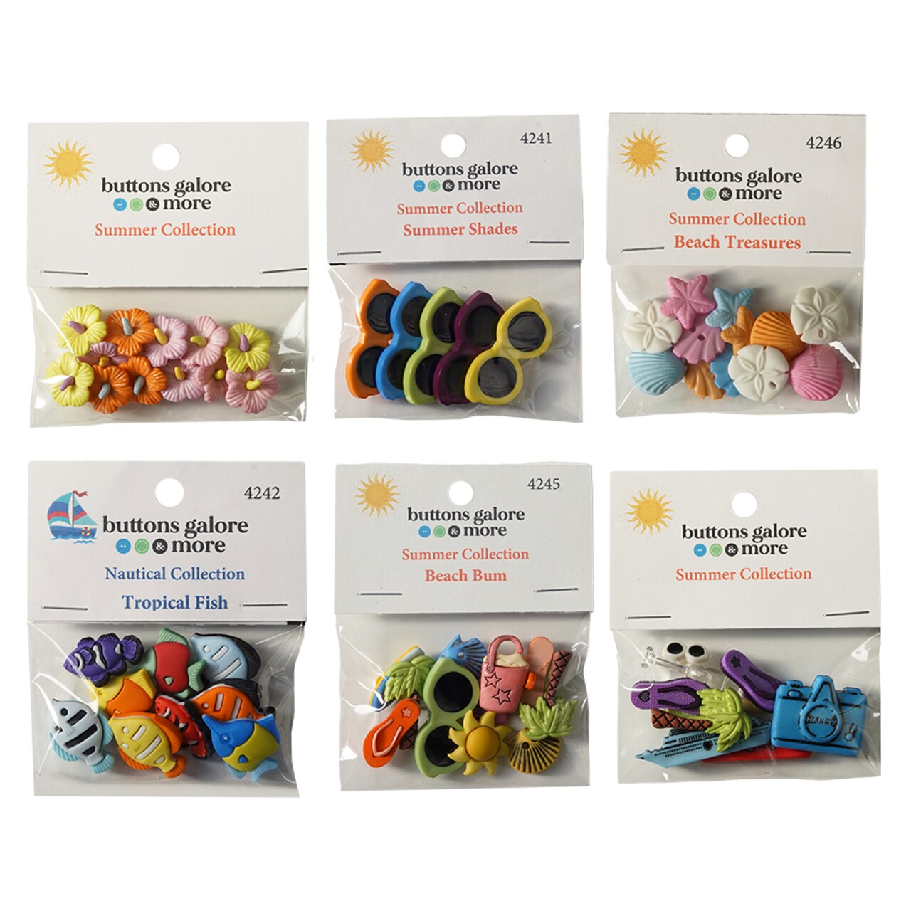 Buttons Galore 50+ Assorted Spring Buttons Bundle for Sewing & Crafts - Set of 6 Button Packs